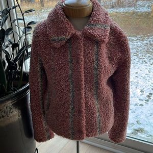 En Saison Pink and Gray Sherpa Jacket